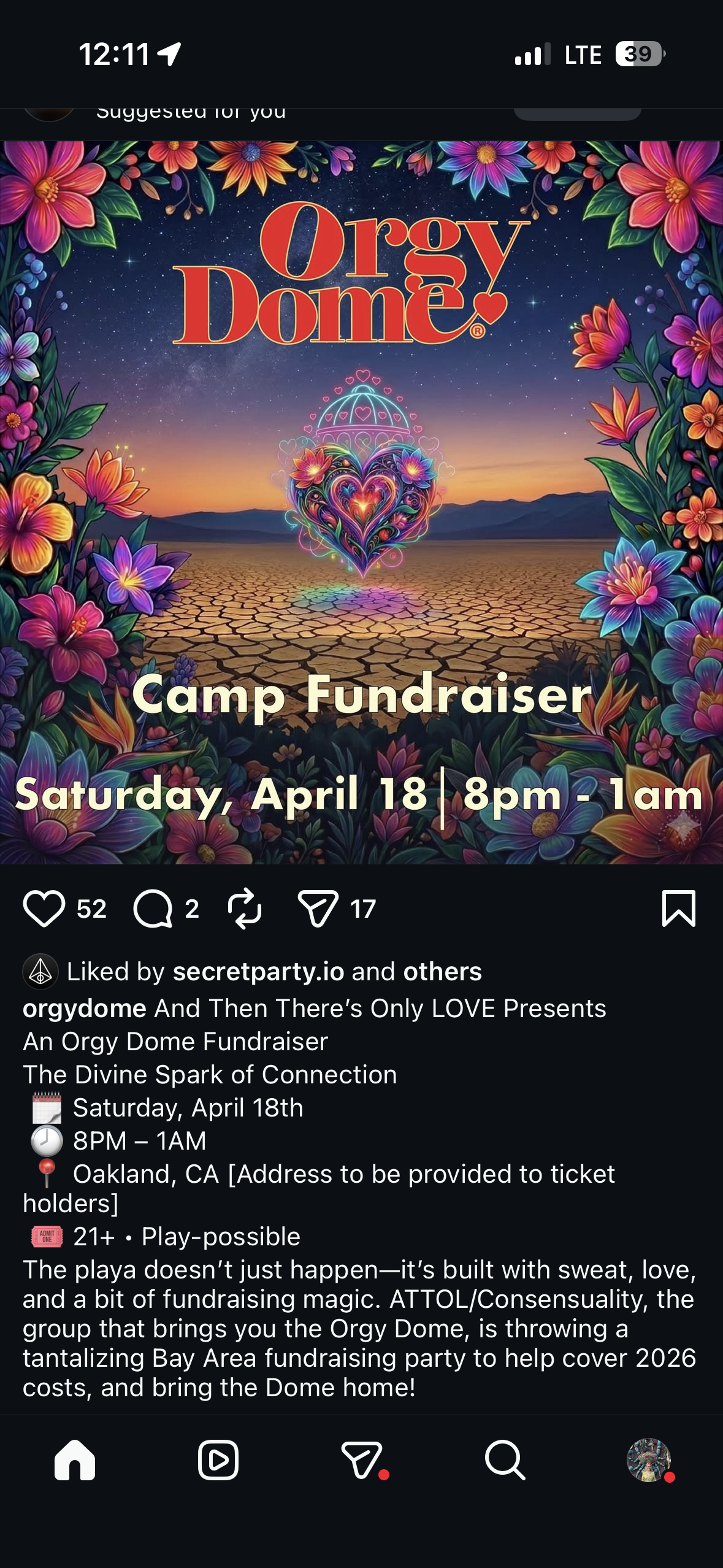Orgy Dome Camp Fundraiser: The Divine Spark of Connection